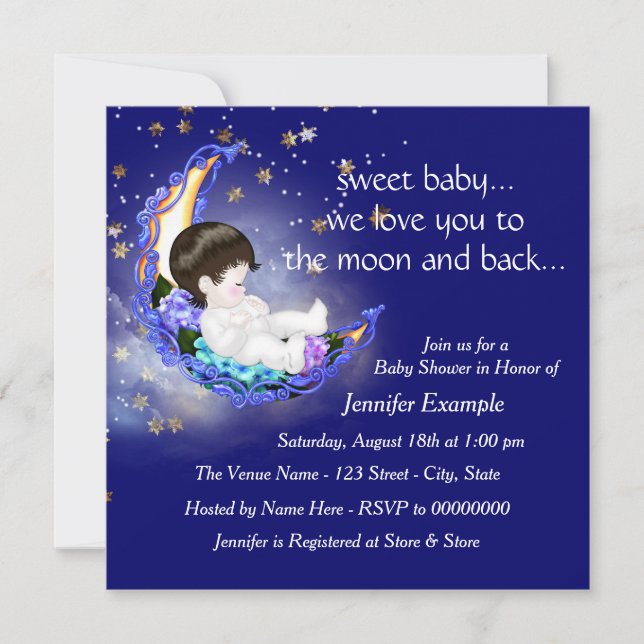 The Moon and Back Baby Shower Invitation (Front)