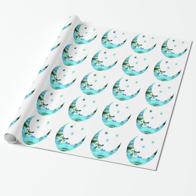 The Moon and the Stars Wrapping Paper (Unrolled)