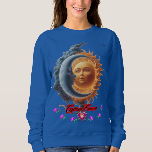 The Moon and the Sun together on a Blue Navy Sweatshirt (Front)