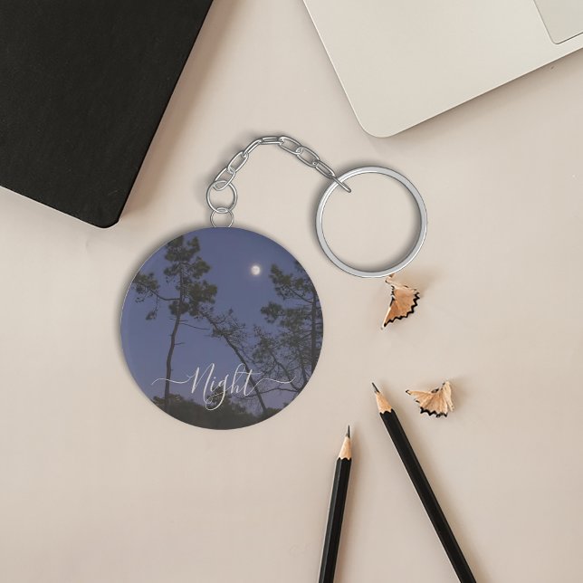 The moon at night in a forest  keychain (The moon at night in a forest keychain
)