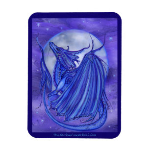 The "Moon Glow" Dragon fantasy by Renee Lavoie Magnet