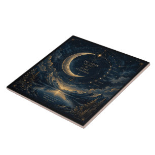 The Moon Guides   Celestial Moon & Stars Art Ceramic Tile