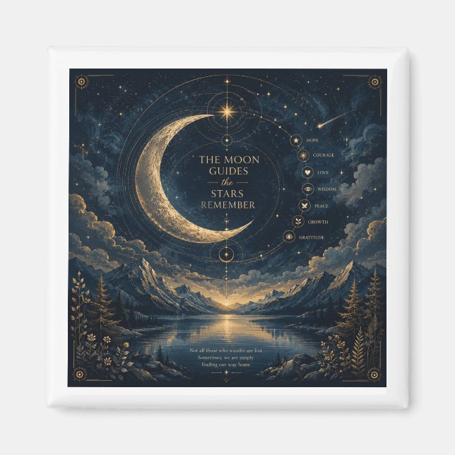 The Moon Guides | Celestial Moon & Stars Art Magnet (Front)
