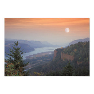 The moon hangs in the sky above the Vista Photo Print