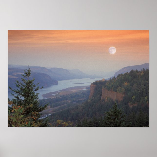 The moon hangs in the sky above the Vista Poster (Front)