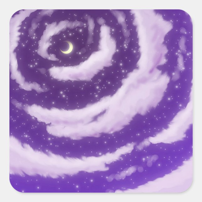 The Moon in the Purple Sky Square Sticker (Front)