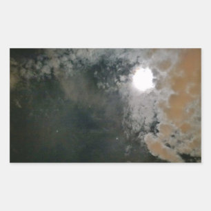 The Moon Peeking Through the Cloudy Night Sky Rectangular Sticker