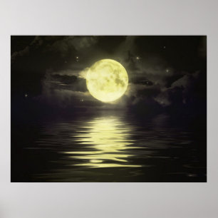 The Moon reflecting on the Water Poster