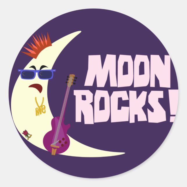 The Moon Rocks Cartoon Classic Round Sticker (Front)