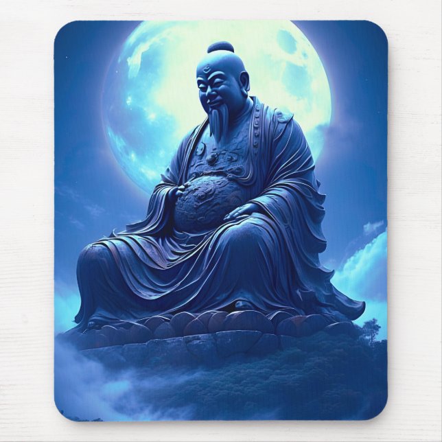 The Moon’s Blessing Over the Celestial Statue Mouse Pad (Front)