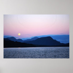The Moon Sets on Fire Lake 36 x 24 Poster