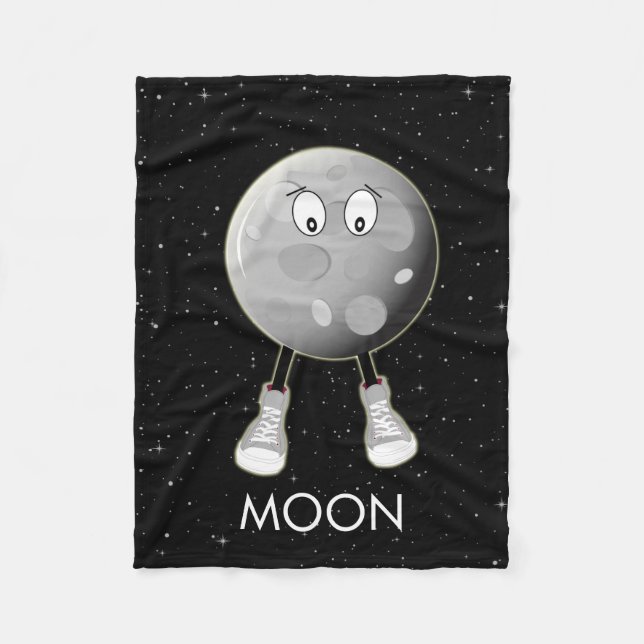 The Moon & Stars in Space Fleece Blanket (Front)