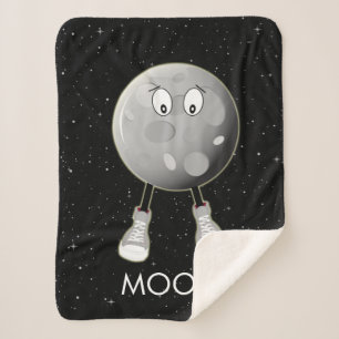 The Moon & Stars in Space Sherpa Blanket