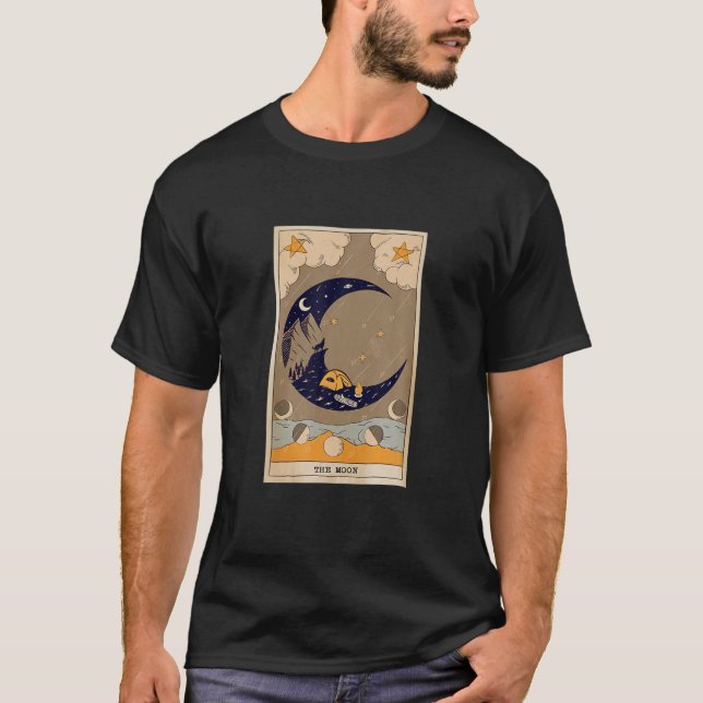 The Moon Tarot Card, Audacity Skeleton Tarot Card T-Shirt (Front)