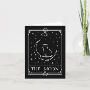The Moon Tarot Card Black Cat Witchy Occult Magic 