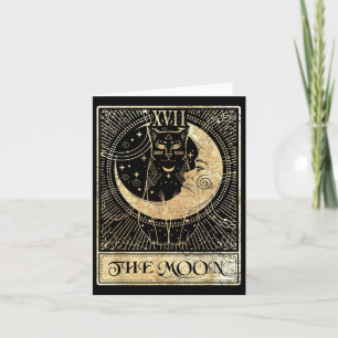 The Moon Tarot Card Crescent Cat Night Halloween C
