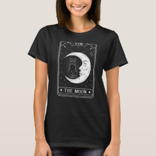 The Moon Tarot Card Crescent Moon And Cat Graphic T-Shirt