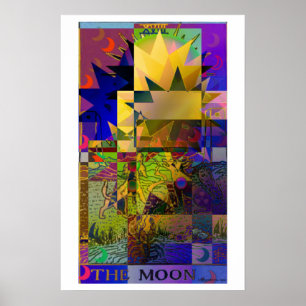 The Moon Tarot Card Psychedelic Poster