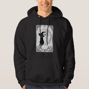 The Moon Tarot Card Spooky Black Cat Witch Crescen Hoodie