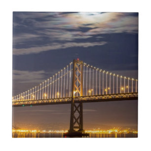 The moonrise tonight over the Bay Bridge Tile