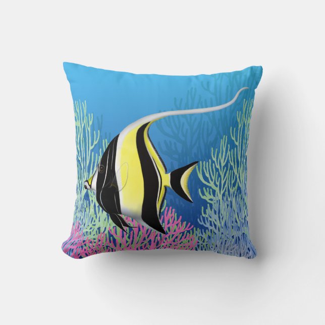 The Moorish Idol Reef Fish American MoJo Pillows (Front)
