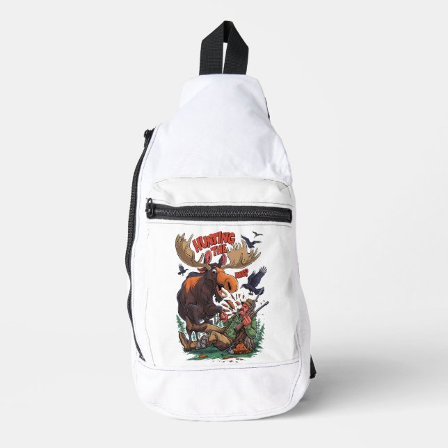 The Moose and the Hunting Hunter  Sling Bag (Front)