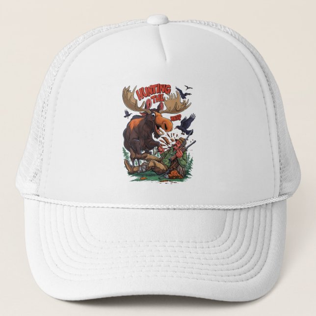 The Moose and the Hunting Hunter  Trucker Hat (Front)