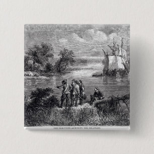 The Moravians Ascending the Delaware 15 Cm Square Badge