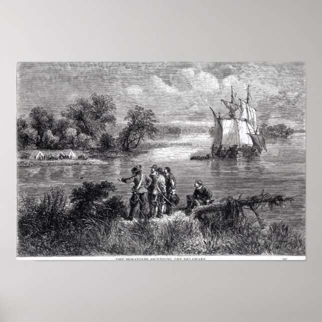 The Moravians Ascending the Delaware Poster (Front)