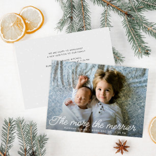the more the merrier birth announcement card