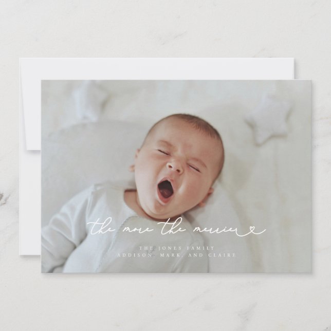 The More The Merrier Christmas Birth Photo Announc Invitation (Front)