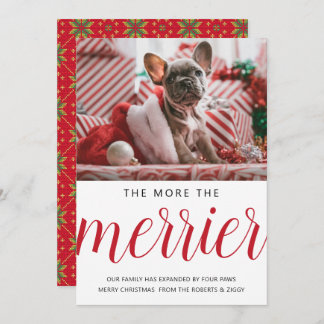 the more the merrier Christmas new pet/dog red Holiday Card