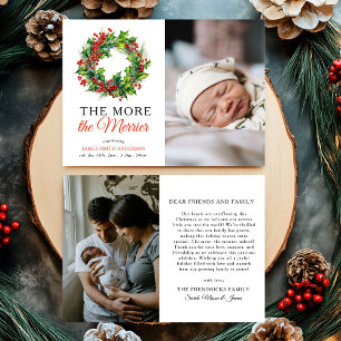 The More The Merrier Christmas Photo Baby Birth Announcement