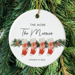 The More the Merrier Family of Four Stockings Ceramic Ornament
