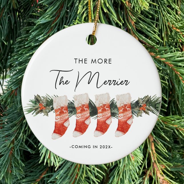 The More the Merrier Family of Four Stockings Ceramic Ornament (Creator Uploaded)