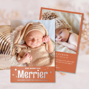 The More the Merrier Photo Birth Announcement 