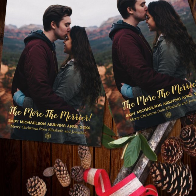 The More The Merrier Pregnancy Foil Holiday Card (Creator Uploaded)