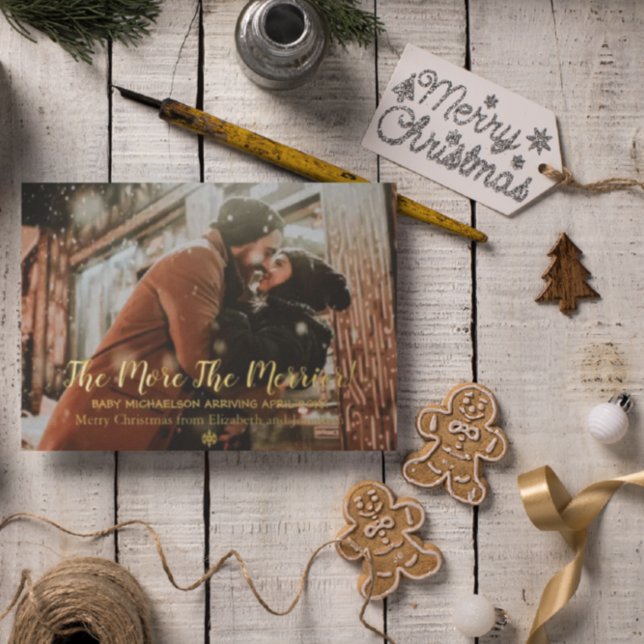 The More The Merrier Pregnancy Foil Holiday Card (Creator Uploaded)