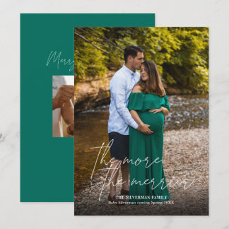 The More the Merrier Pregnancy Photo Holiday Card