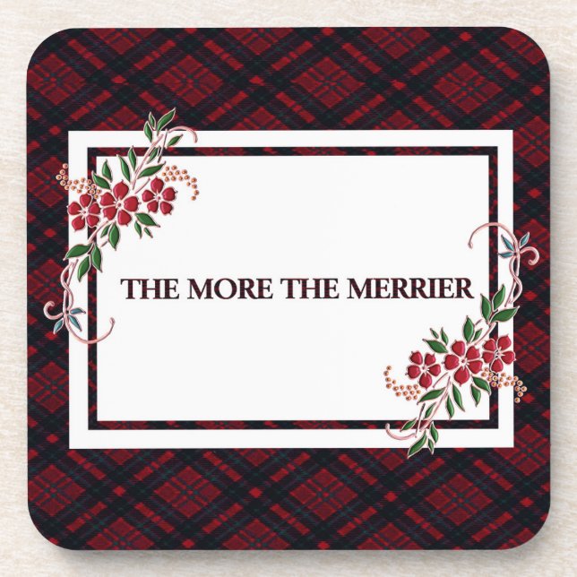 The More The Merrier Red Plaid Coaster (Front)