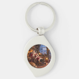 The Morning After Christmas Santa and Reindeer Key Ring
