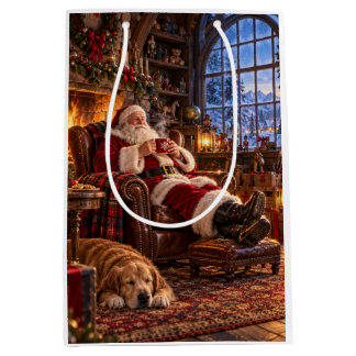 The Morning After Christmas Santa and Reindeer Medium Gift Bag