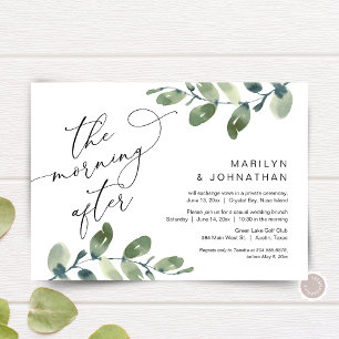 The Morning After, Elopement Brunch, Greenery Invitation