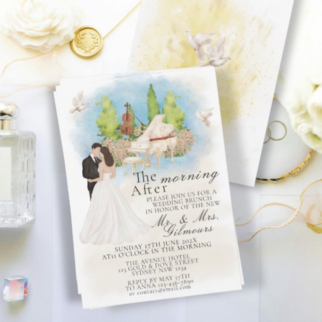 The Morning After Piano Violin Bride&Groom doves Invitation (Creator Uploaded)