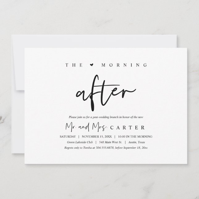 The morning after, post wedding brunch celebration invitation (Front)