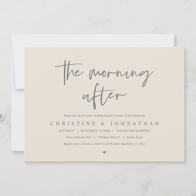 The Morning After, post wedding brunch celebration Invitation (Front)