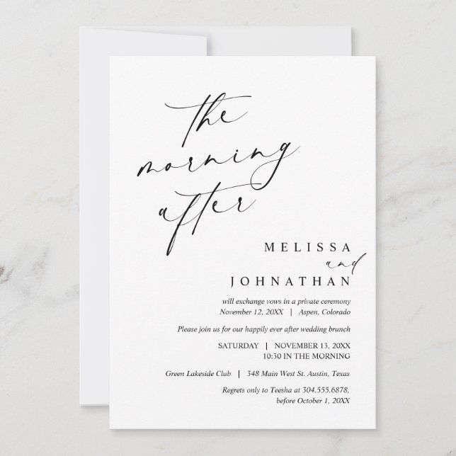 The Morning After, Post Wedding Brunch Celebration Invitation (Front)