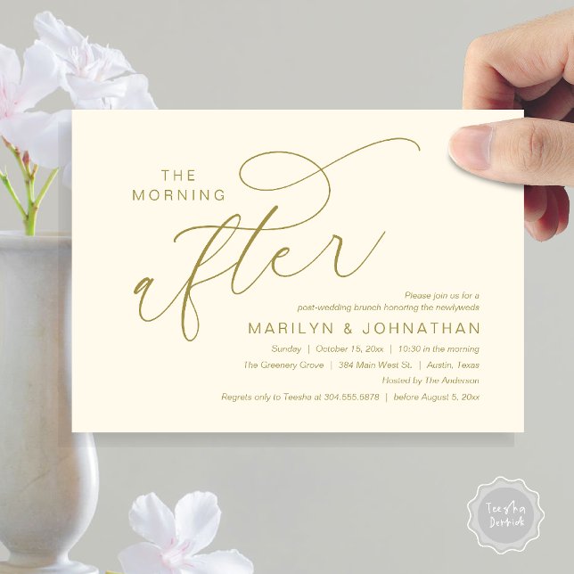 The Morning After, Post Wedding Brunch Thank You Invitation (The Morning After, Post Wedding Brunch Appreciate Thank You Invitation Card PDF Yellow Gold)