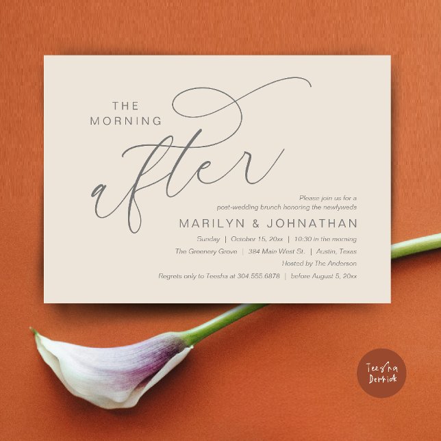 The Morning After, Post Wedding Brunch Thank You Invitation (The Morning After, Post Wedding Brunch Appreciate Thank You Invitation Card PDF Cream Grey)