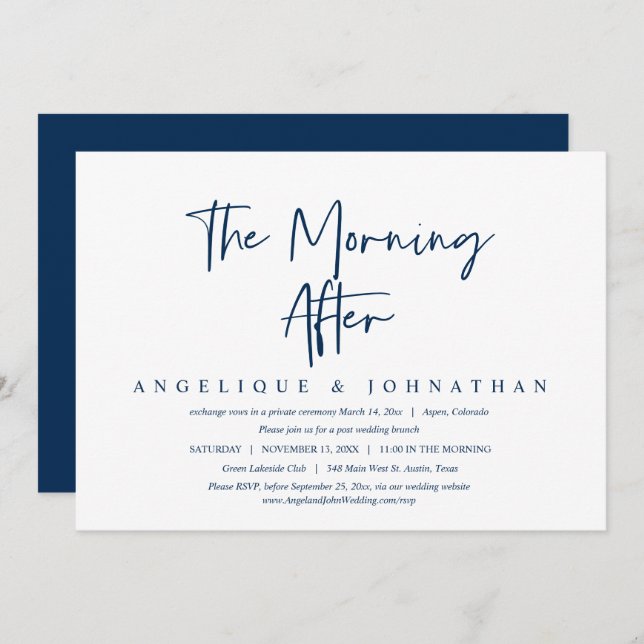 The Morning After, Wedding Elopement Brunch Invitation (Front/Back)